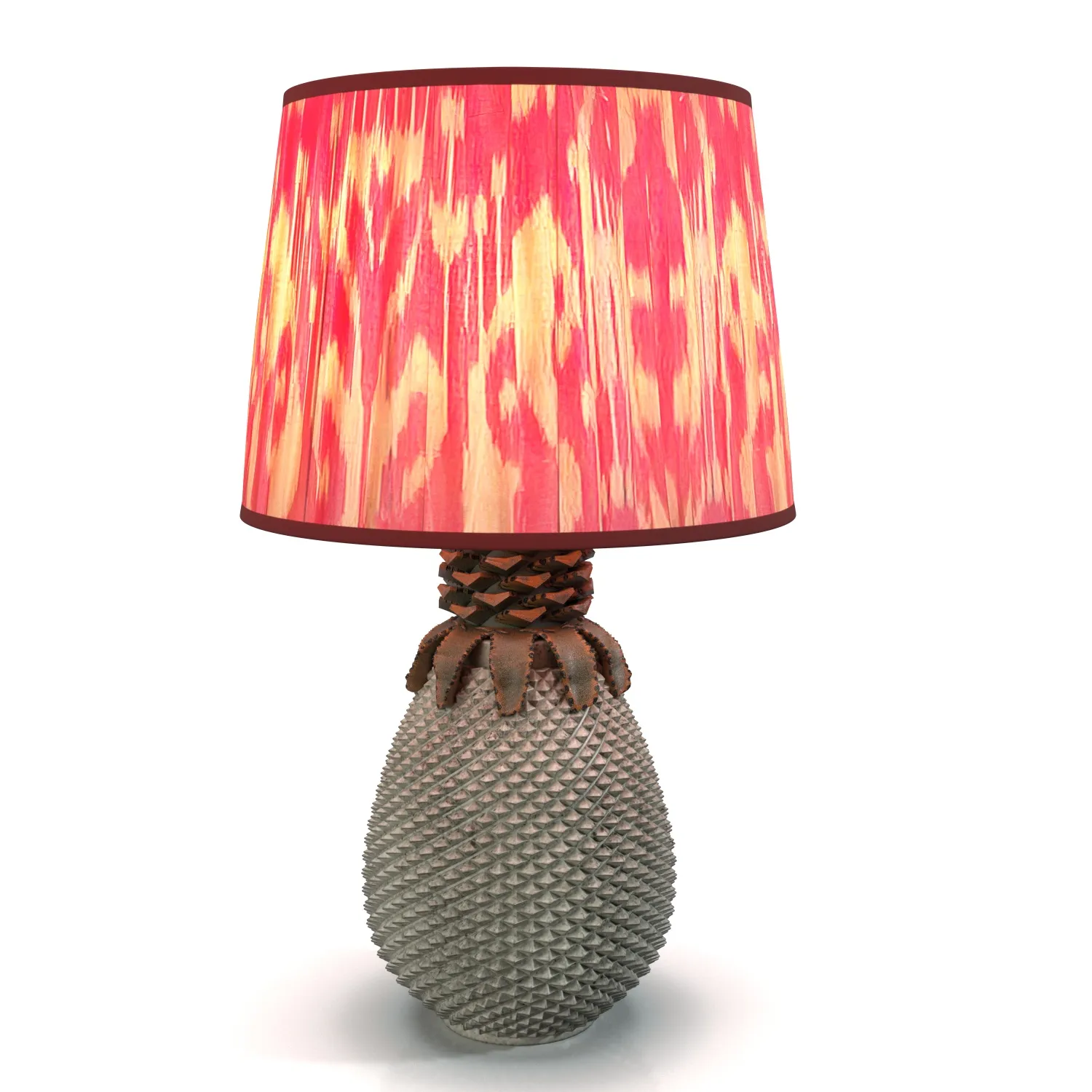 Pineapple Lamp and Silk Ikat Lampshade PBR 3D Model_01